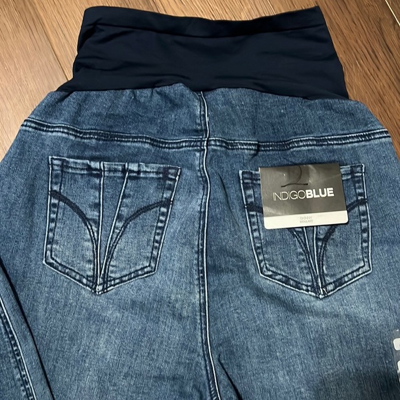NWT Indigo Blue Denim Skinny Moulant Maternity Jeans Size 1X Plus - Picture 3 of 15
